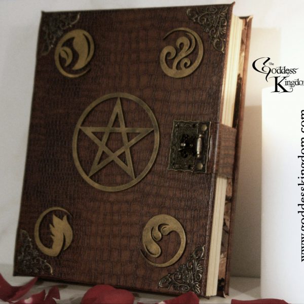 WICCA PENTAGRAM-ELEMENTS FAUX CROCODILE LEATHER GRIMOIRE (BLANK PAGES)